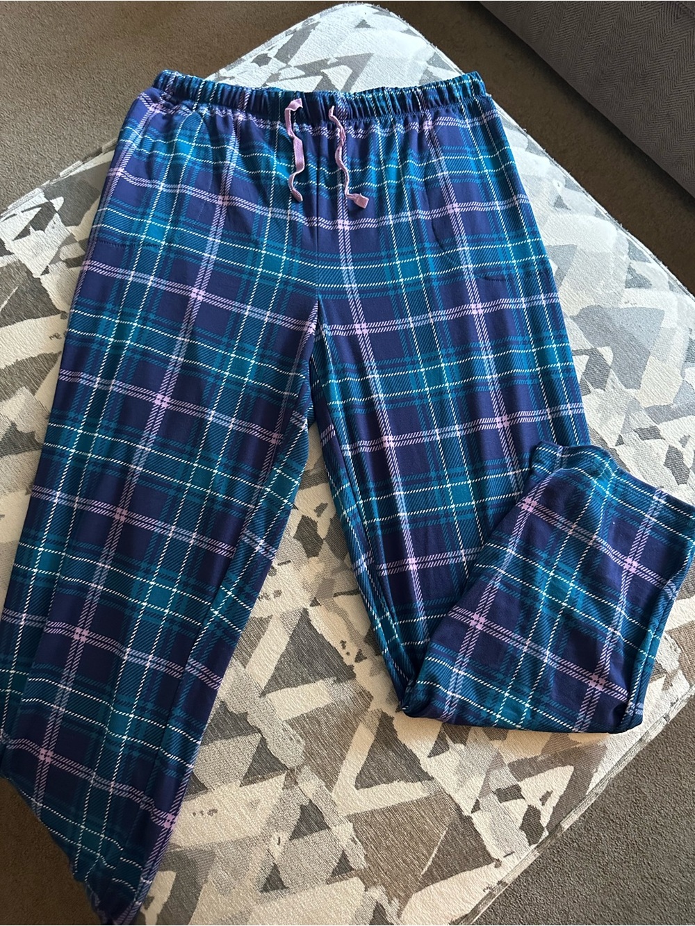 Cuddl Duds women’s Teal, Blue & Purple Plaid Lounge Pants NWOT